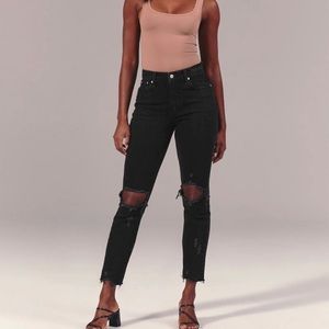Abercrombie & Fitch black high rise mom jean